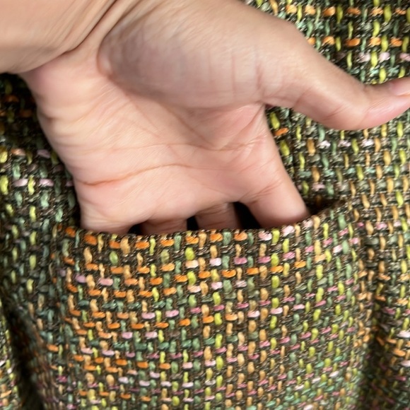 Yves & St. Claire Multicolor Tweed Fringe Hem Textured Blazer 18W - Picture 6 of 8